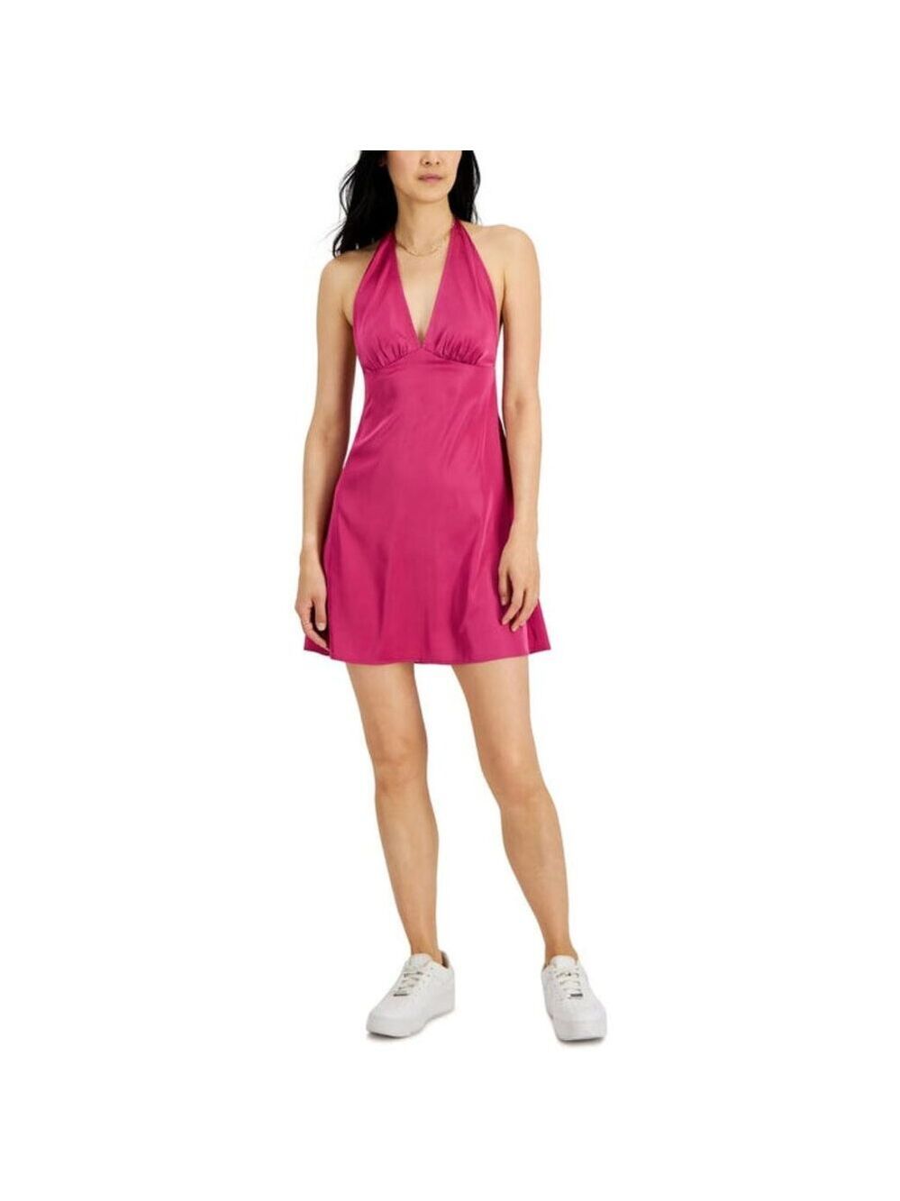 New Just Polly Women's Fuchsia Pink Casual Light Halter Dress Size XL - Picture 1 of 16